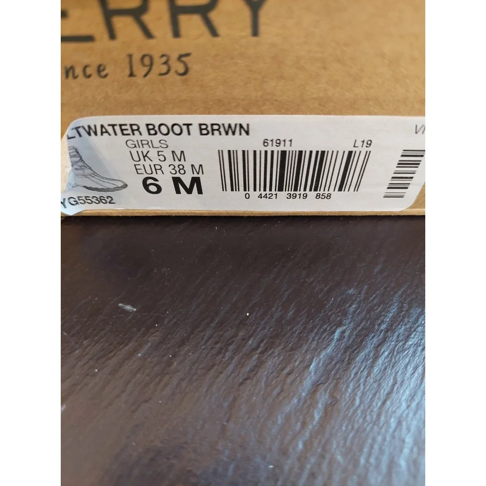 Sperry Top-Sider Saltwater Duck Boot Brown Rain Boots Size 6M Girls/7.5M Wms NEW